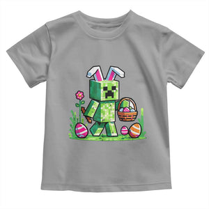 Pixel Easter Bunny Gamer Parody Graphic Toddler T Shirt Funny Block Style Rabbit with Eggs Basket Gaming Humor Gift TS02 Sport Gray Print Your Wear