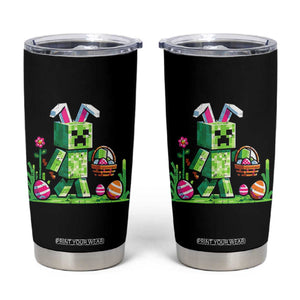 Pixel Easter Bunny Gamer Parody Graphic Tumbler Cup Funny Block Style Rabbit with Eggs Basket Gaming Humor Gift TS02 Black Print Your Wear