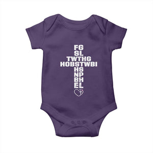 For God So Loved The World John 3 16 Acronym Christian Cross Baby Onesie Faith Statement Inspirational Religious Gift TS02 Purple Print Your Wear