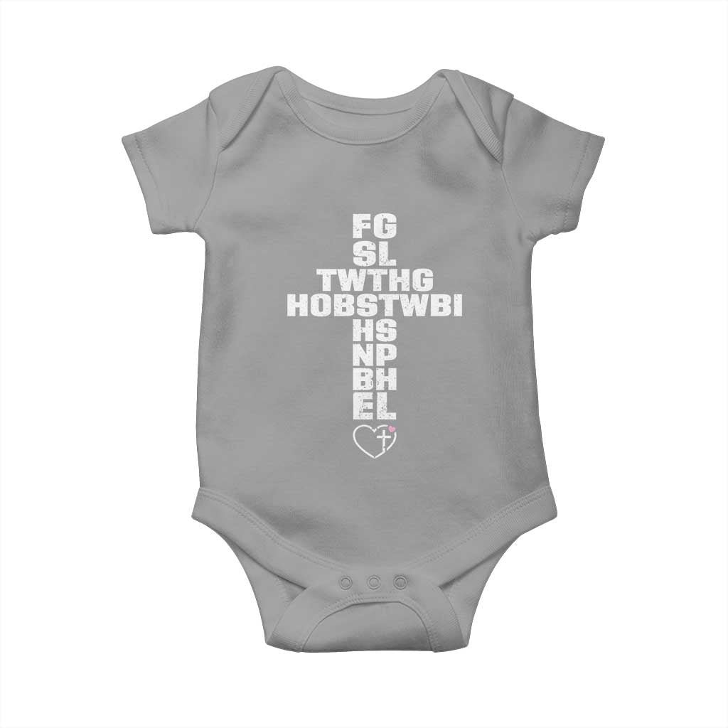 For God So Loved The World John 3 16 Acronym Christian Cross Baby Onesie Faith Statement Inspirational Religious Gift TS02 Sport Gray Print Your Wear