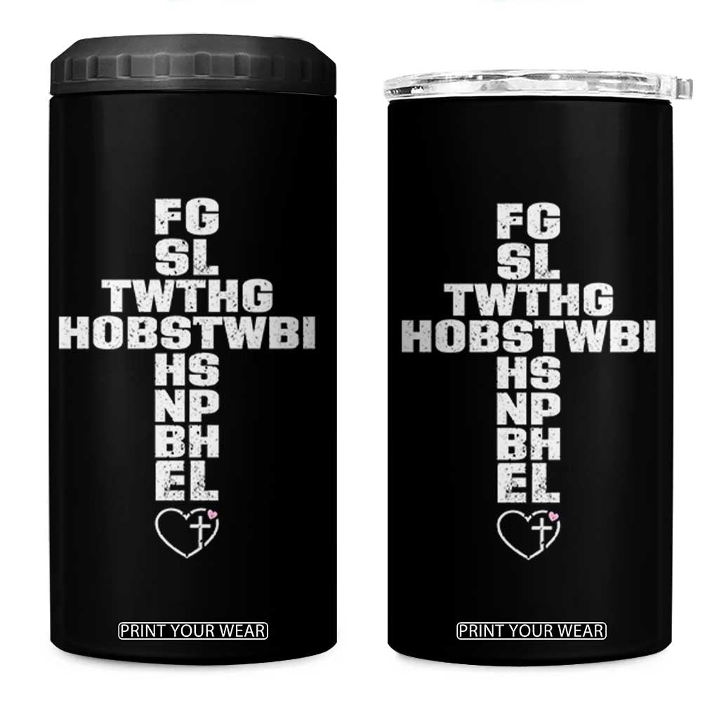 For God So Loved The World John 3 16 Acronym Christian Cross 4 in 1 Can Cooler Tumbler Faith Statement Inspirational Religious Gift TS02 One Size: 16 oz Black Print Your Wear