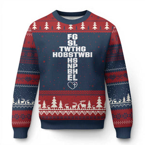 For God So Loved The World John 3 16 Acronym Christian Cross Ugly Christmas Sweater Faith Statement Inspirational Religious Gift TS02 Navy Red Print Your Wear