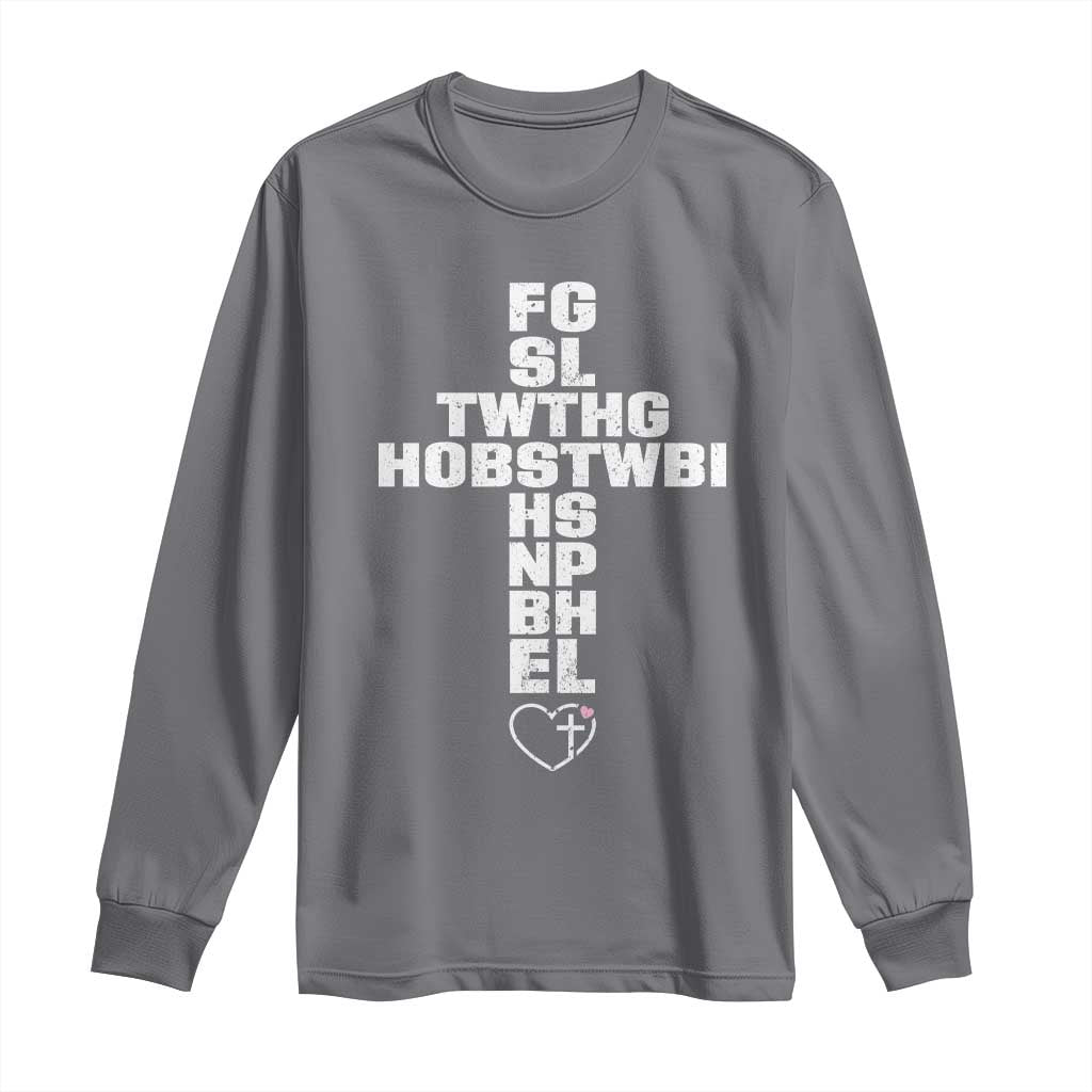 For God So Loved The World John 3 16 Acronym Christian Cross Long Sleeve Shirt Faith Statement Inspirational Religious Gift TS02 Charcoal Print Your Wear
