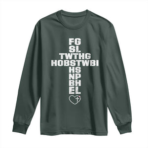 For God So Loved The World John 3 16 Acronym Christian Cross Long Sleeve Shirt Faith Statement Inspirational Religious Gift TS02 Dark Forest Green Print Your Wear
