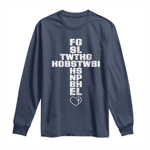 For God So Loved The World John 3 16 Acronym Christian Cross Long Sleeve Shirt Faith Statement Inspirational Religious Gift TS02 Navy Print Your Wear