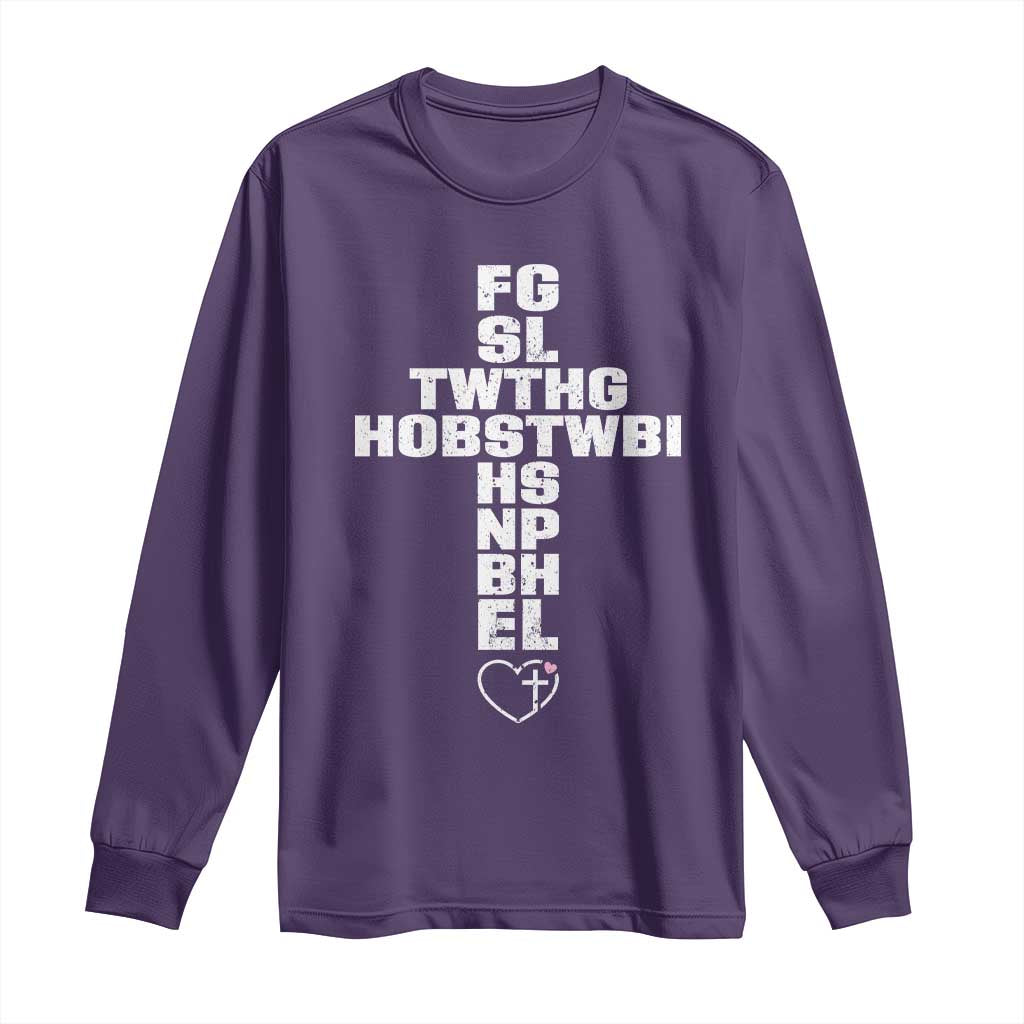 For God So Loved The World John 3 16 Acronym Christian Cross Long Sleeve Shirt Faith Statement Inspirational Religious Gift TS02 Purple Print Your Wear