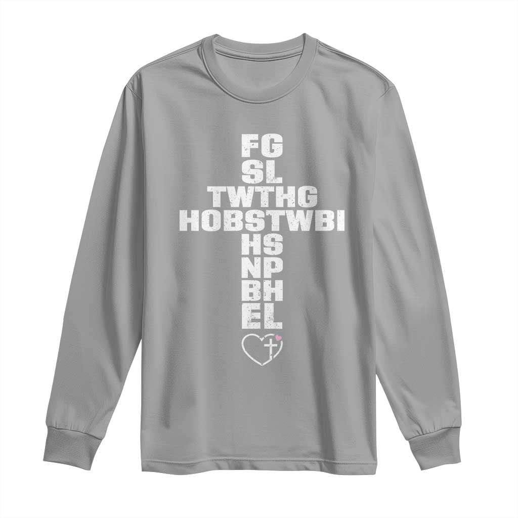 For God So Loved The World John 3 16 Acronym Christian Cross Long Sleeve Shirt Faith Statement Inspirational Religious Gift TS02 Sport Gray Print Your Wear