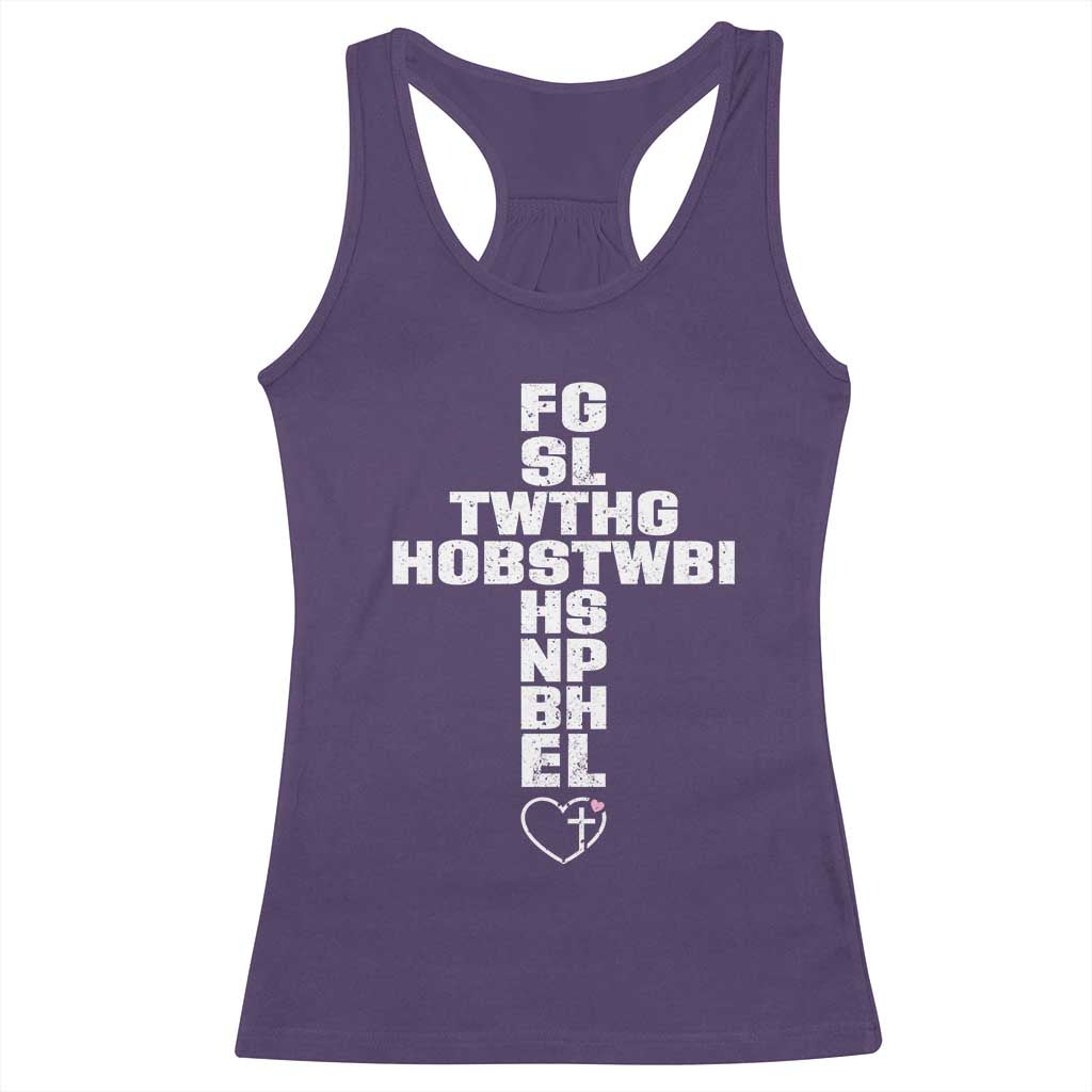 For God So Loved The World John 3 16 Acronym Christian Cross Racerback Tank Top Faith Statement Inspirational Religious Gift TS02 Purple Print Your Wear