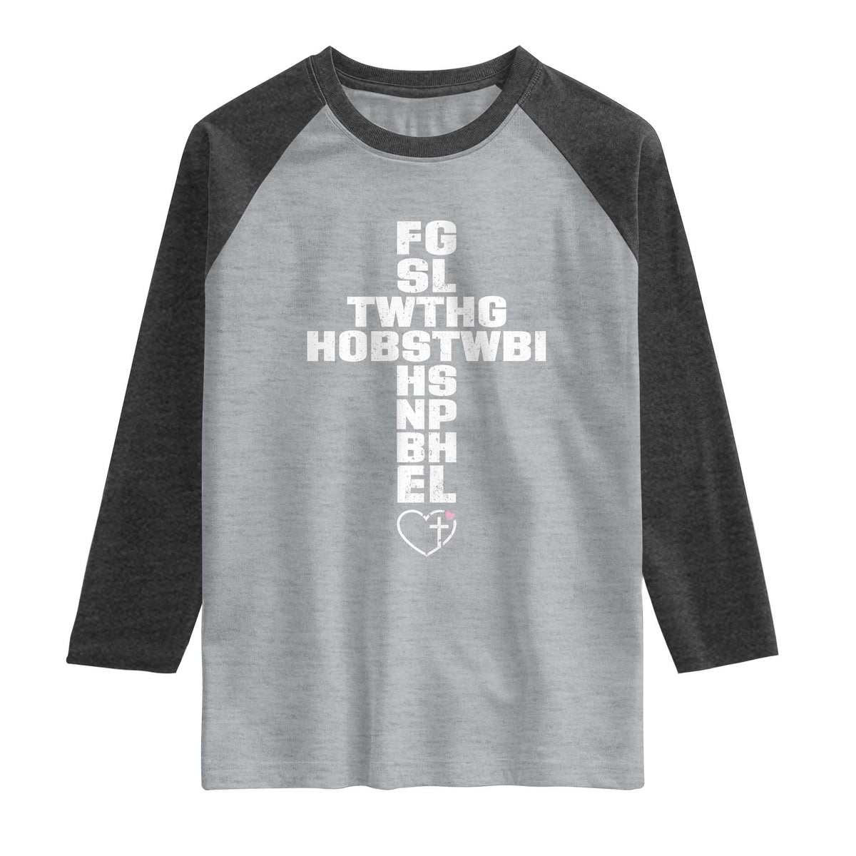 For God So Loved The World John 3 16 Acronym Christian Cross Raglan Shirt Faith Statement Inspirational Religious Gift TS02 Heather Gray Heather Charcoal Print Your Wear