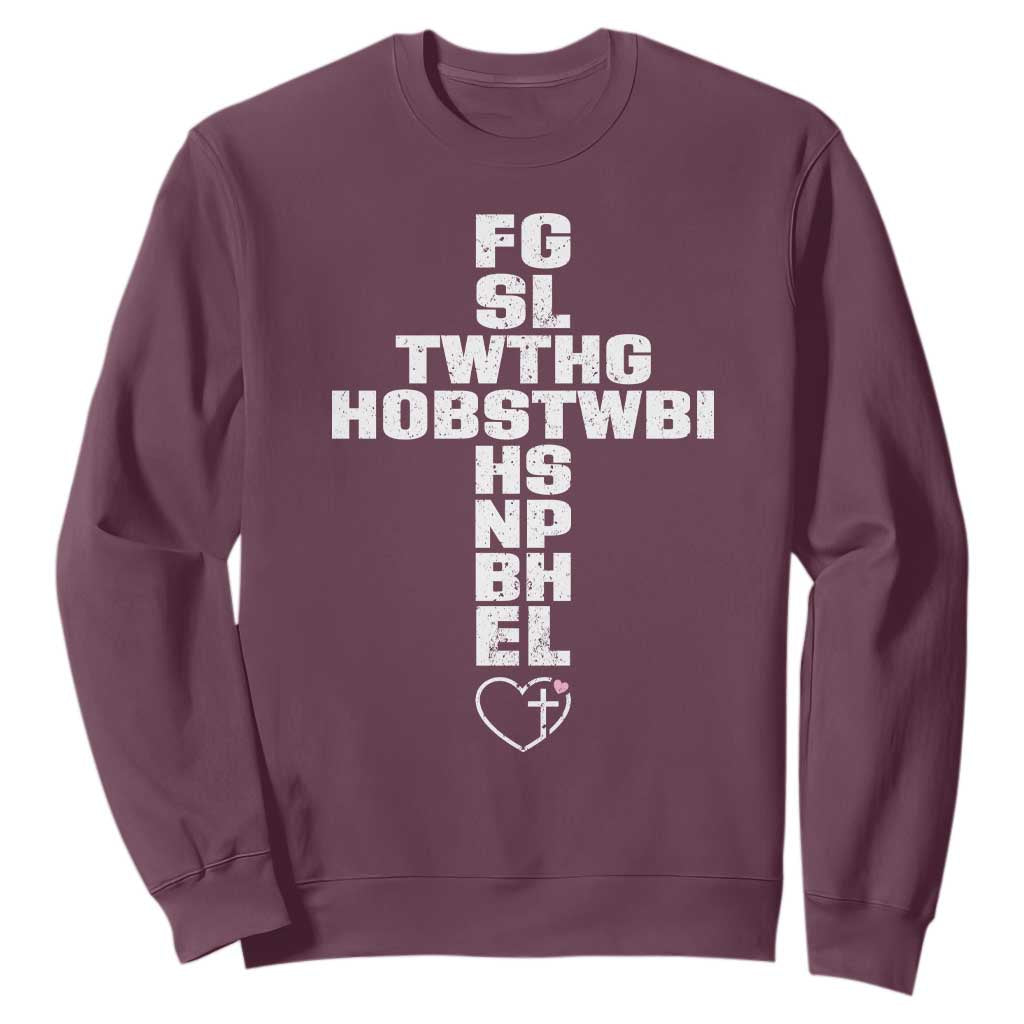 For God So Loved The World John 3 16 Acronym Christian Cross Sweatshirt Faith Statement Inspirational Religious Gift TS02 Maroon Print Your Wear