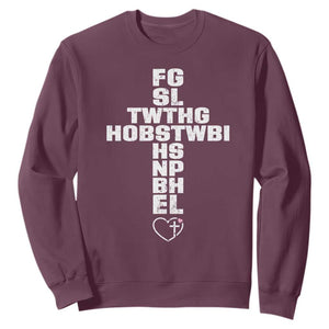 For God So Loved The World John 3 16 Acronym Christian Cross Sweatshirt Faith Statement Inspirational Religious Gift TS02 Maroon Print Your Wear