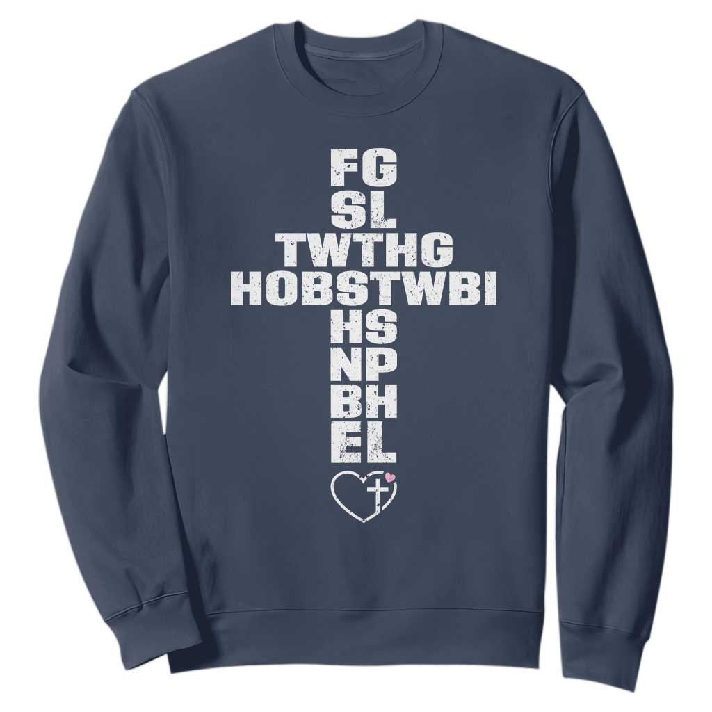 For God So Loved The World John 3 16 Acronym Christian Cross Sweatshirt Faith Statement Inspirational Religious Gift TS02 Navy Print Your Wear