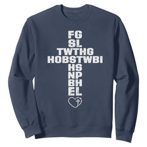 For God So Loved The World John 3 16 Acronym Christian Cross Sweatshirt Faith Statement Inspirational Religious Gift TS02 Navy Print Your Wear