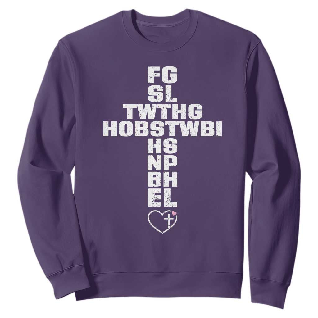 For God So Loved The World John 3 16 Acronym Christian Cross Sweatshirt Faith Statement Inspirational Religious Gift TS02 Purple Print Your Wear