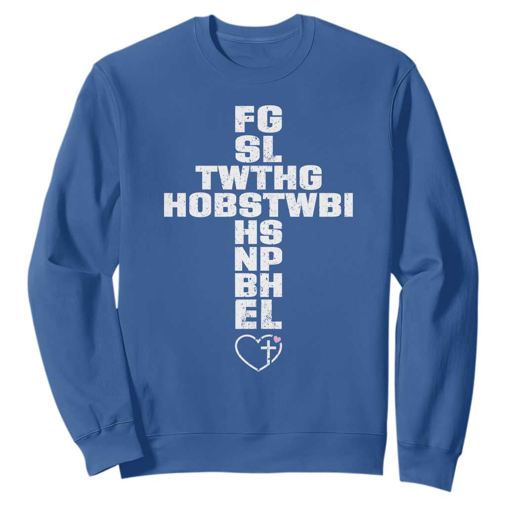 For God So Loved The World John 3 16 Acronym Christian Cross Sweatshirt Faith Statement Inspirational Religious Gift TS02 Royal Blue Print Your Wear