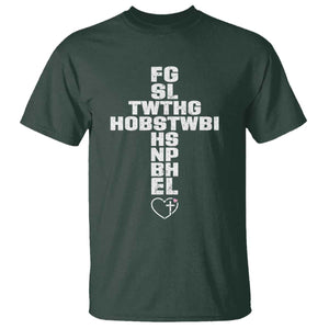 For God So Loved The World John 3 16 Acronym Christian Cross T Shirt Faith Statement Inspirational Religious Gift TS02 Dark Forest Green Print Your Wear
