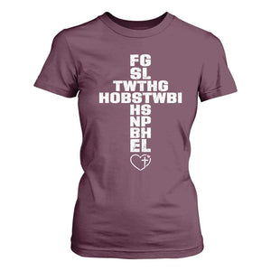 For God So Loved The World John 3 16 Acronym Christian Cross T Shirt For Women Faith Statement Inspirational Religious Gift TS02 Maroon Print Your Wear