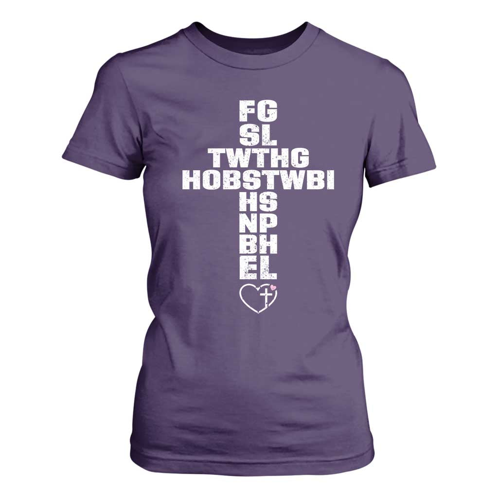 For God So Loved The World John 3 16 Acronym Christian Cross T Shirt For Women Faith Statement Inspirational Religious Gift TS02 Purple Print Your Wear