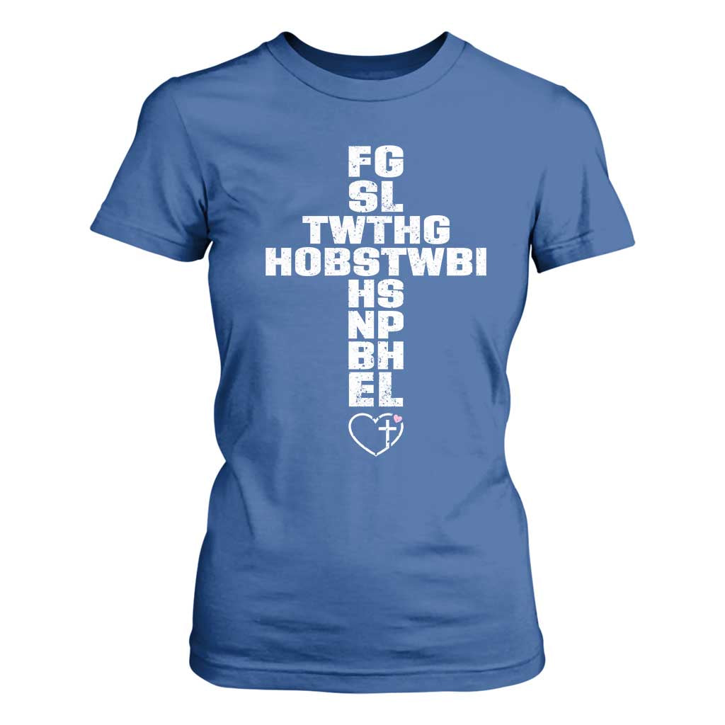 For God So Loved The World John 3 16 Acronym Christian Cross T Shirt For Women Faith Statement Inspirational Religious Gift TS02 Royal Blue Print Your Wear