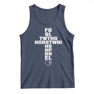 For God So Loved The World John 3 16 Acronym Christian Cross Tank Top Faith Statement Inspirational Religious Gift TS02 Navy Print Your Wear