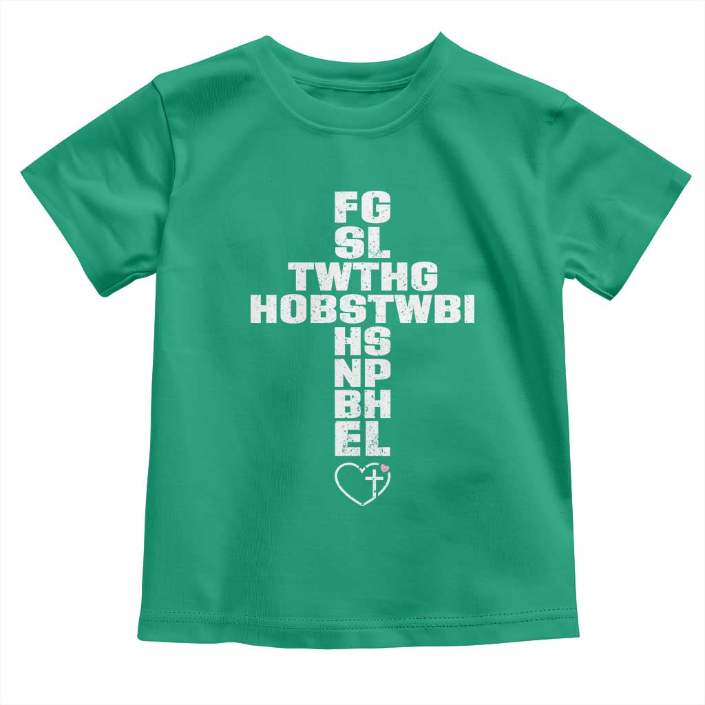 For God So Loved The World John 3 16 Acronym Christian Cross Toddler T Shirt Faith Statement Inspirational Religious Gift TS02 Irish Green Print Your Wear
