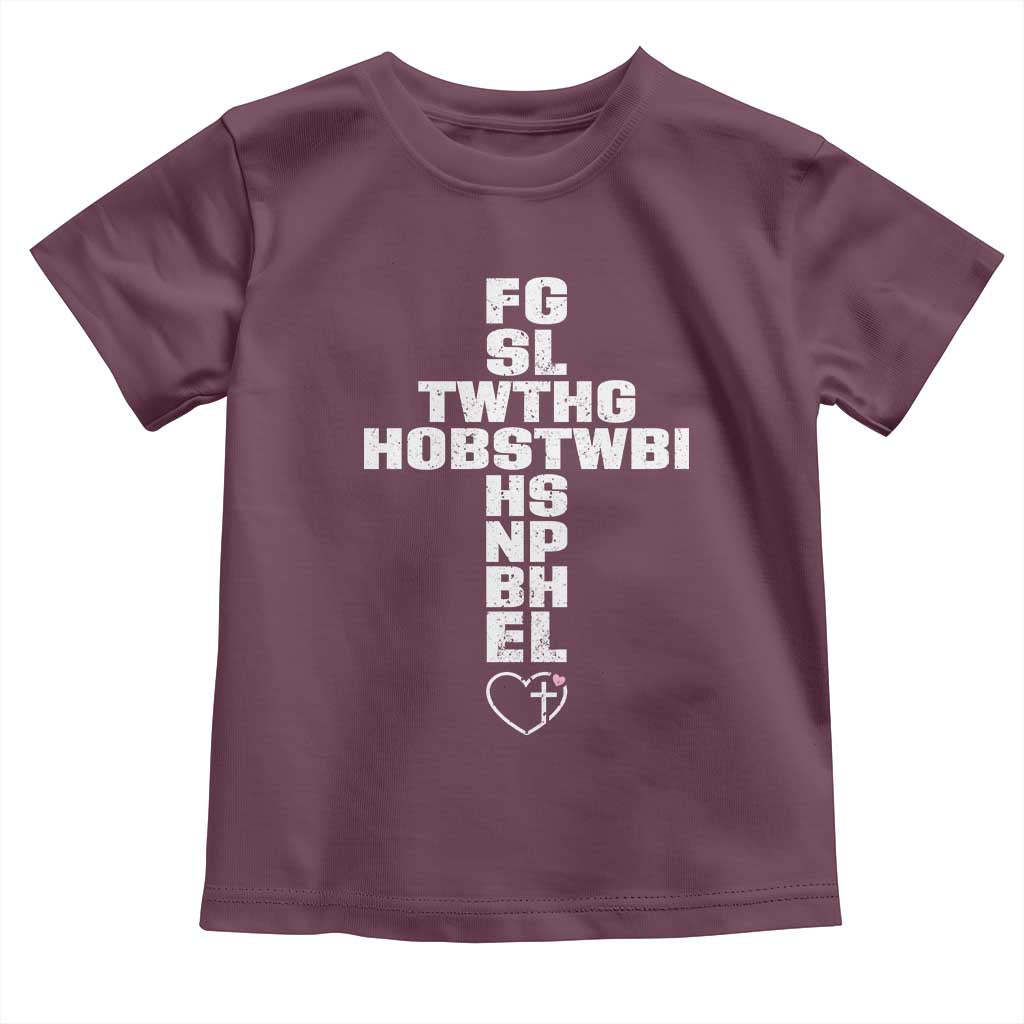 For God So Loved The World John 3 16 Acronym Christian Cross Toddler T Shirt Faith Statement Inspirational Religious Gift TS02 Maroon Print Your Wear