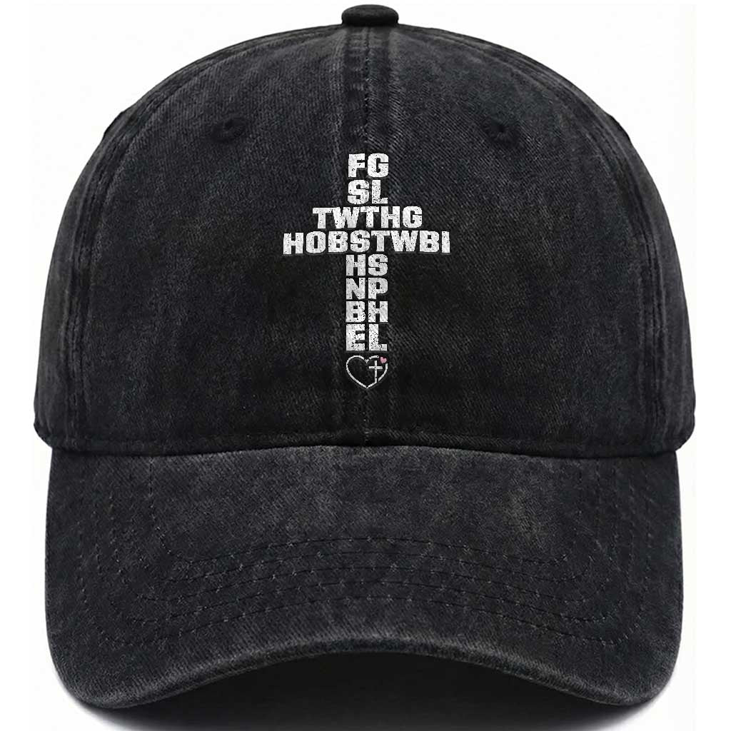 For God So Loved The World John 3 16 Acronym Christian Cross Washed Cotton Baseball Cap Faith Statement Inspirational Religious Gift TS02 Print Your Wear