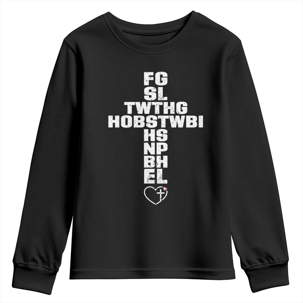 For God So Loved The World John 3 16 Acronym Christian Cross Youth Sweatshirt Faith Statement Inspirational Religious Gift TS02 Black Print Your Wear