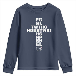 For God So Loved The World John 3 16 Acronym Christian Cross Youth Sweatshirt Faith Statement Inspirational Religious Gift TS02 Navy Print Your Wear
