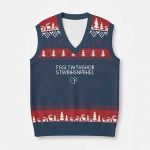 For God So Loved The World John 3 16 Christian Acronym V-Neck Knit Sweater Vest Subtle Faith Inspirational Believer Gift TS02 Navy Red Print Your Wear