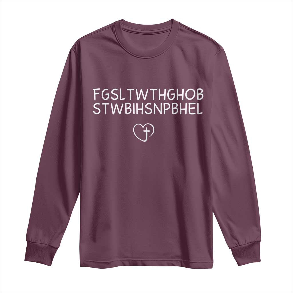 For God So Loved The World John 3 16 Christian Acronym Long Sleeve Shirt Subtle Faith Inspirational Believer Gift TS02 Maroon Print Your Wear