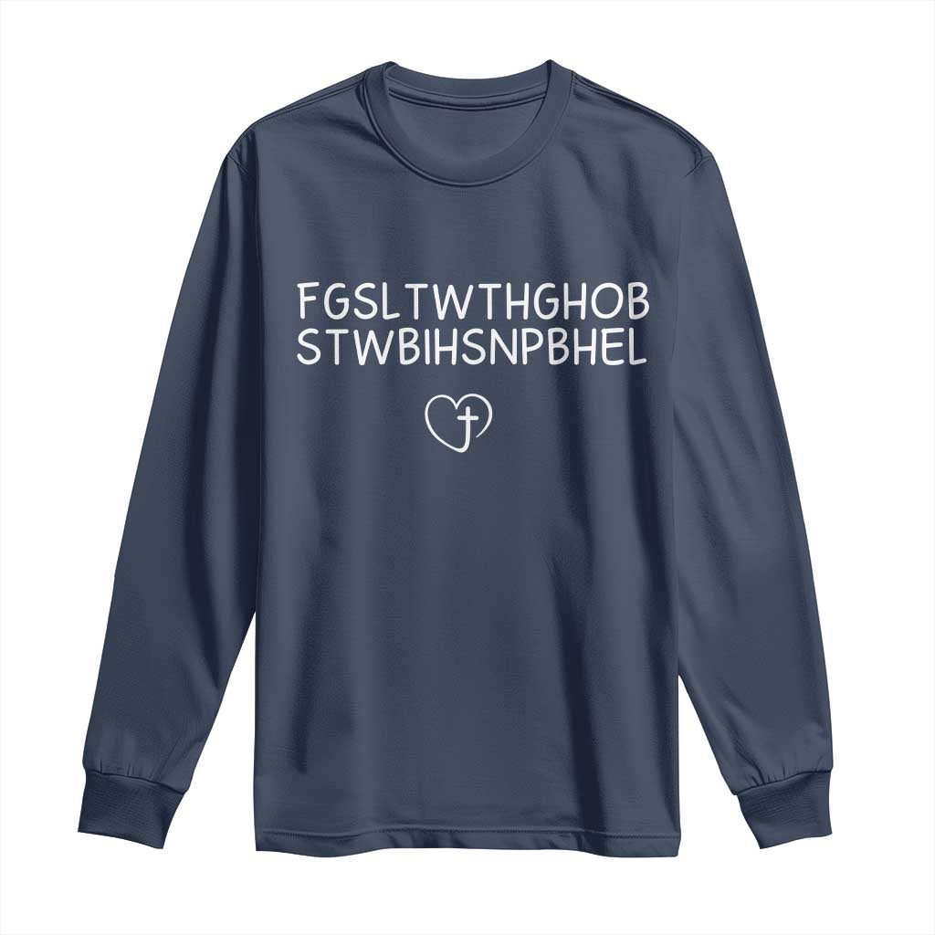 For God So Loved The World John 3 16 Christian Acronym Long Sleeve Shirt Subtle Faith Inspirational Believer Gift TS02 Navy Print Your Wear