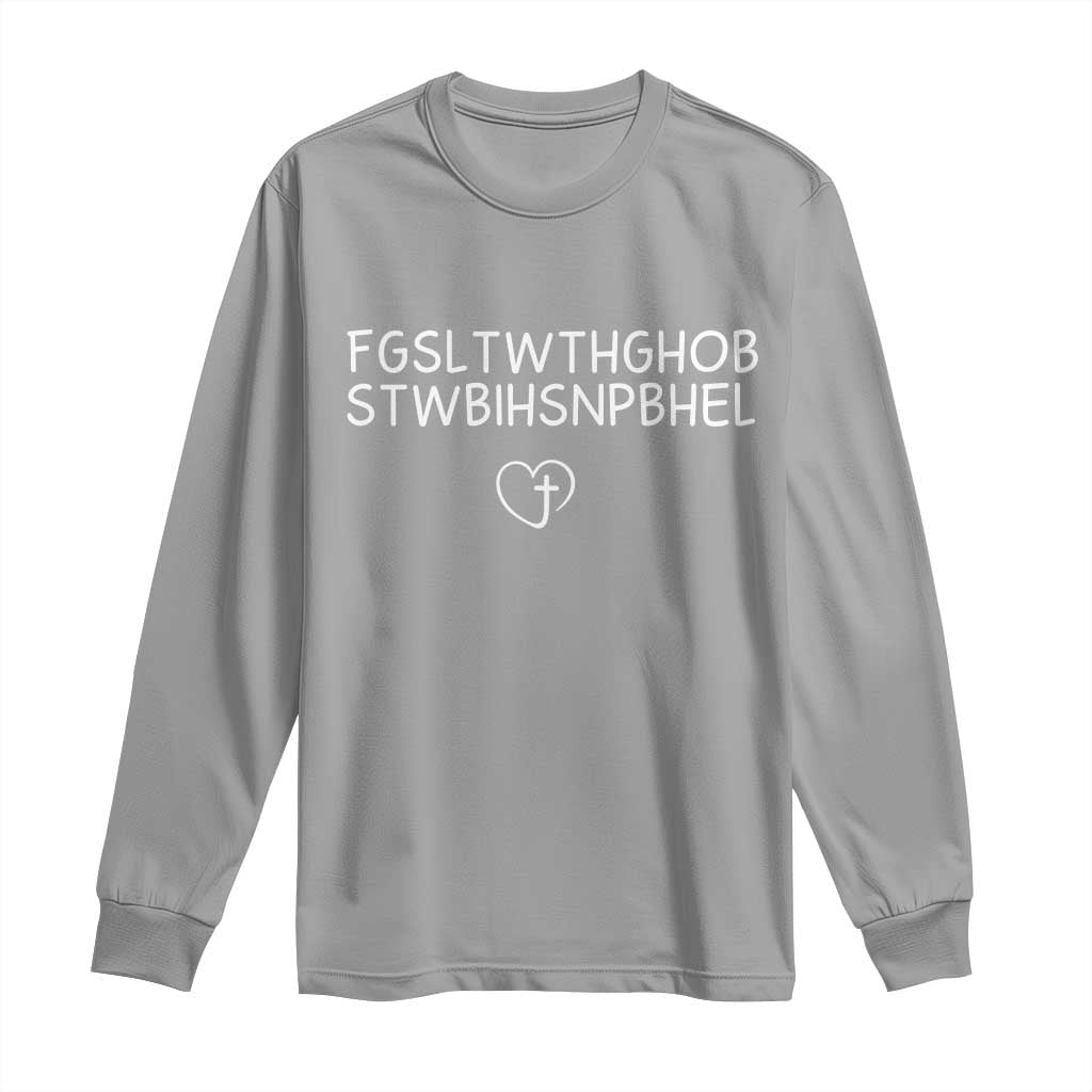 For God So Loved The World John 3 16 Christian Acronym Long Sleeve Shirt Subtle Faith Inspirational Believer Gift TS02 Sport Gray Print Your Wear