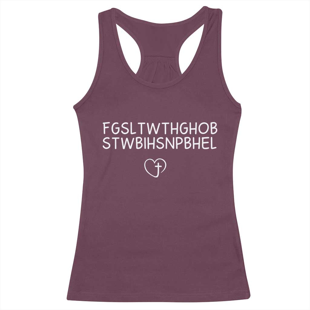 For God So Loved The World John 3 16 Christian Acronym Racerback Tank Top Subtle Faith Inspirational Believer Gift TS02 Maroon Print Your Wear