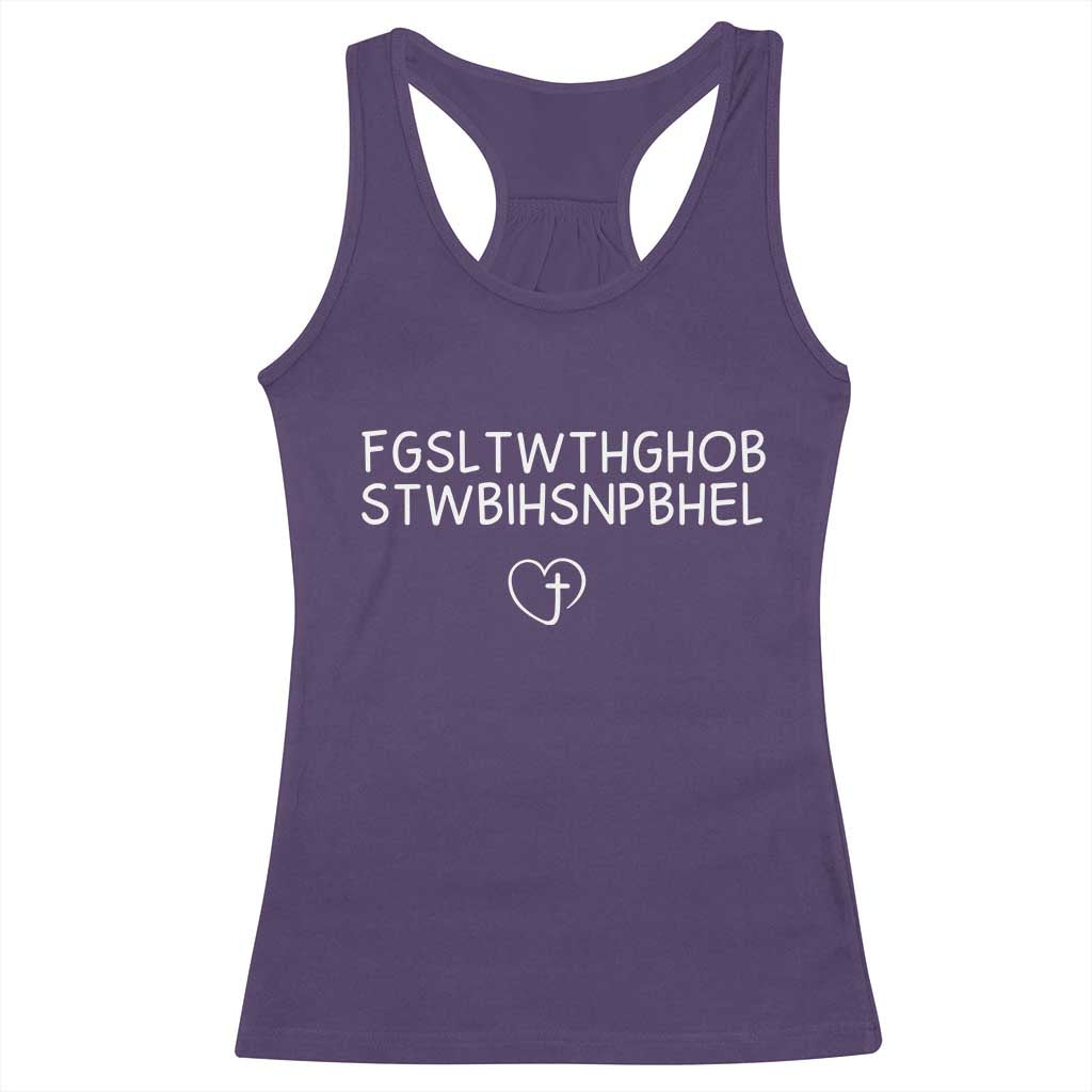 For God So Loved The World John 3 16 Christian Acronym Racerback Tank Top Subtle Faith Inspirational Believer Gift TS02 Purple Print Your Wear