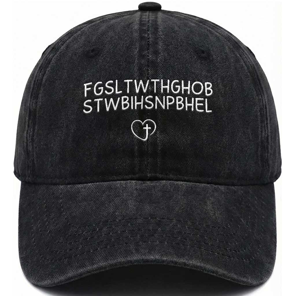 For God So Loved The World John 3 16 Christian Acronym Washed Cotton Baseball Cap Subtle Faith Inspirational Believer Gift TS02 Print Your Wear