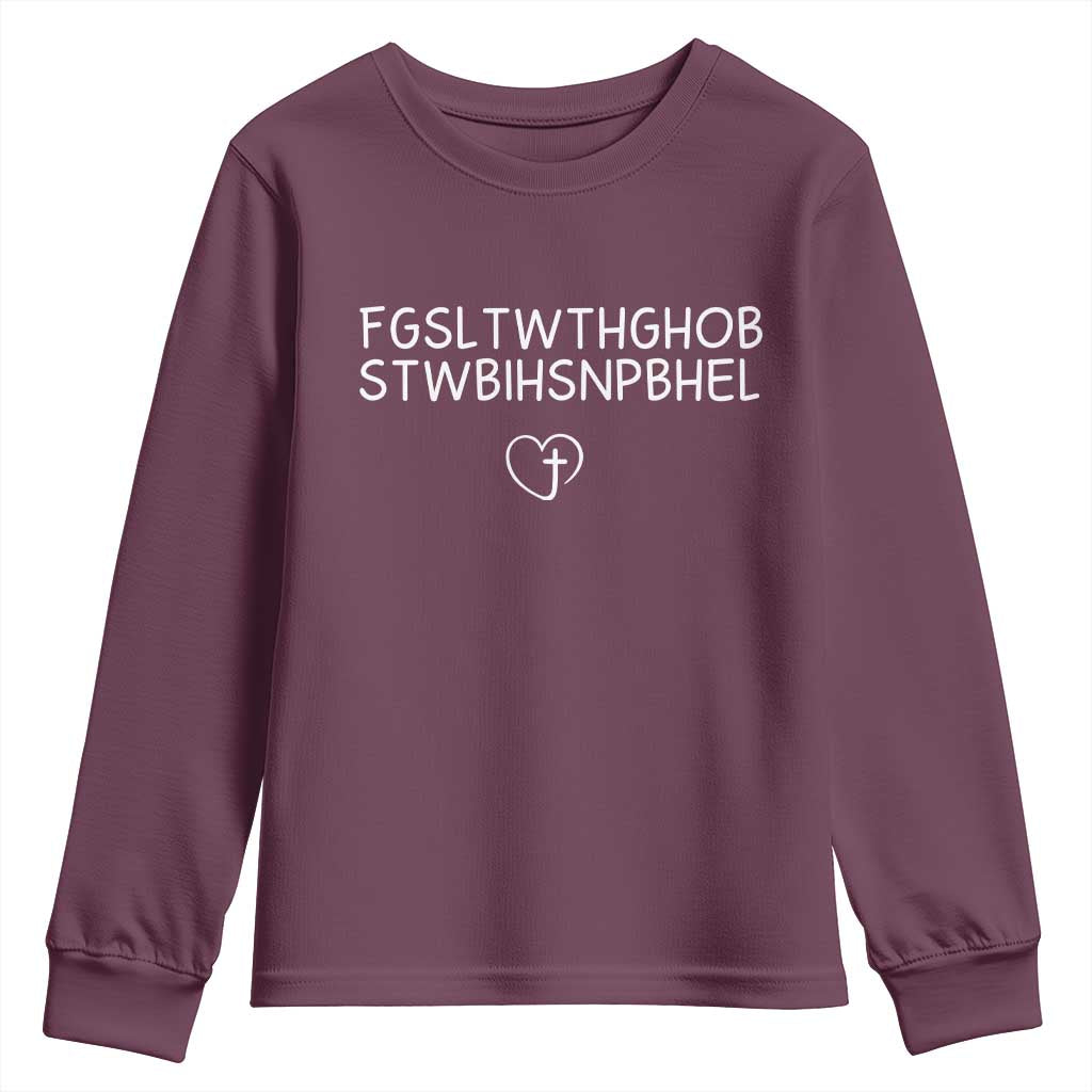 For God So Loved The World John 3 16 Christian Acronym Youth Sweatshirt Subtle Faith Inspirational Believer Gift TS02 Maroon Print Your Wear
