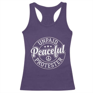 Unpaid Peaceful Protester Vintage Badge Racerback Tank Top Retro Script Typography Activist TS02 Purple Print Your Wear