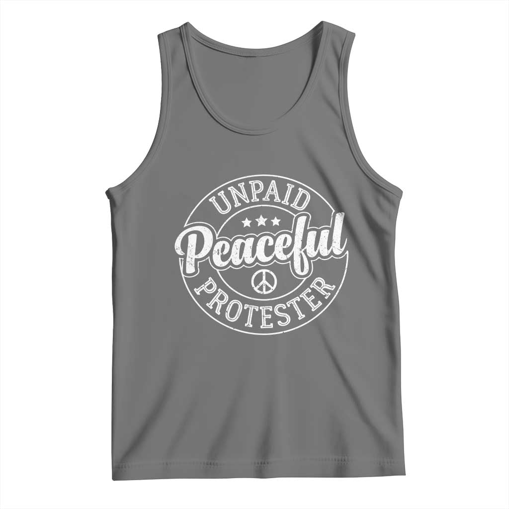 Unpaid Peaceful Protester Vintage Badge Tank Top Retro Script Typography Activist TS02 Black Heather Print Your Wear