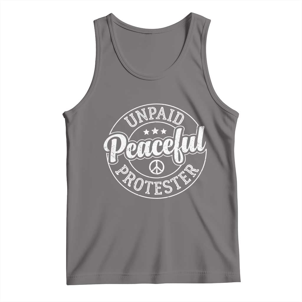 Unpaid Peaceful Protester Vintage Badge Tank Top Retro Script Typography Activist TS02 Deep Heather Print Your Wear