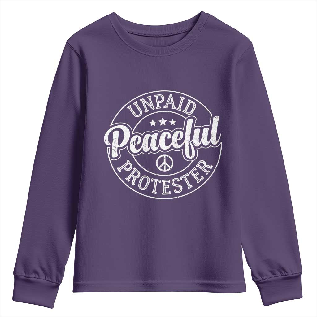 Unpaid Peaceful Protester Vintage Badge Youth Sweatshirt Retro Script Typography Activist TS02 Purple Print Your Wear