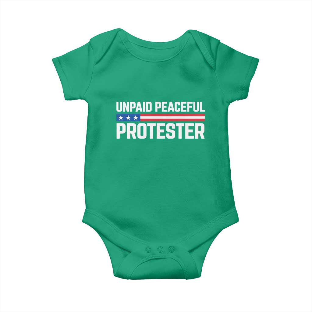 Unpaid Peaceful Protester Patriotic Stripe Baby Onesie American Flag Activist TS02 Irish Green Print Your Wear