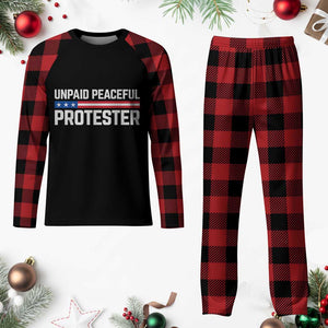 Unpaid Peaceful Protester Patriotic Stripe Plaid Pajama Set American Flag Activist TS02 Buffalo Plaid Print Your Wear