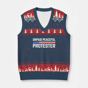 Unpaid Peaceful Protester Patriotic Stripe V-Neck Knit Sweater Vest American Flag Activist TS02 Navy Red Print Your Wear