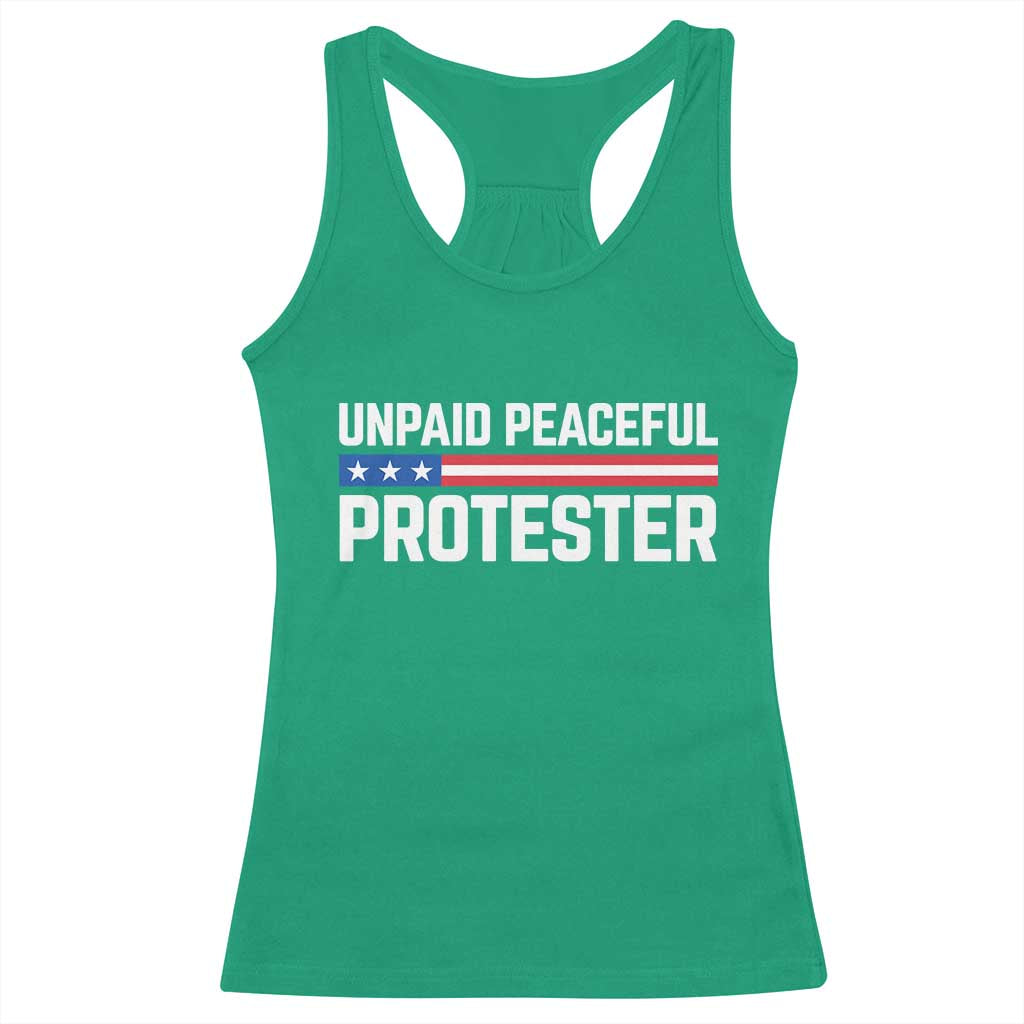 Unpaid Peaceful Protester Patriotic Stripe Racerback Tank Top American Flag Activist TS02 Irish Green Print Your Wear