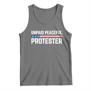 Unpaid Peaceful Protester Patriotic Stripe Tank Top American Flag Activist TS02 Black Heather Print Your Wear