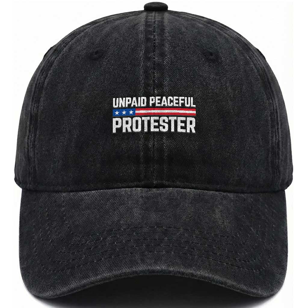 Unpaid Peaceful Protester Patriotic Stripe Washed Cotton Baseball Cap American Flag Activist TS02 Print Your Wear