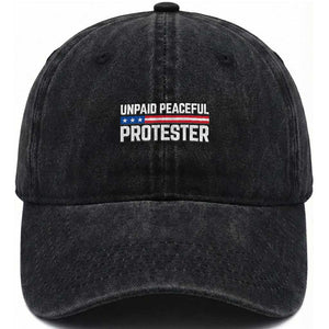 Unpaid Peaceful Protester Patriotic Stripe Washed Cotton Baseball Cap American Flag Activist TS02 Print Your Wear
