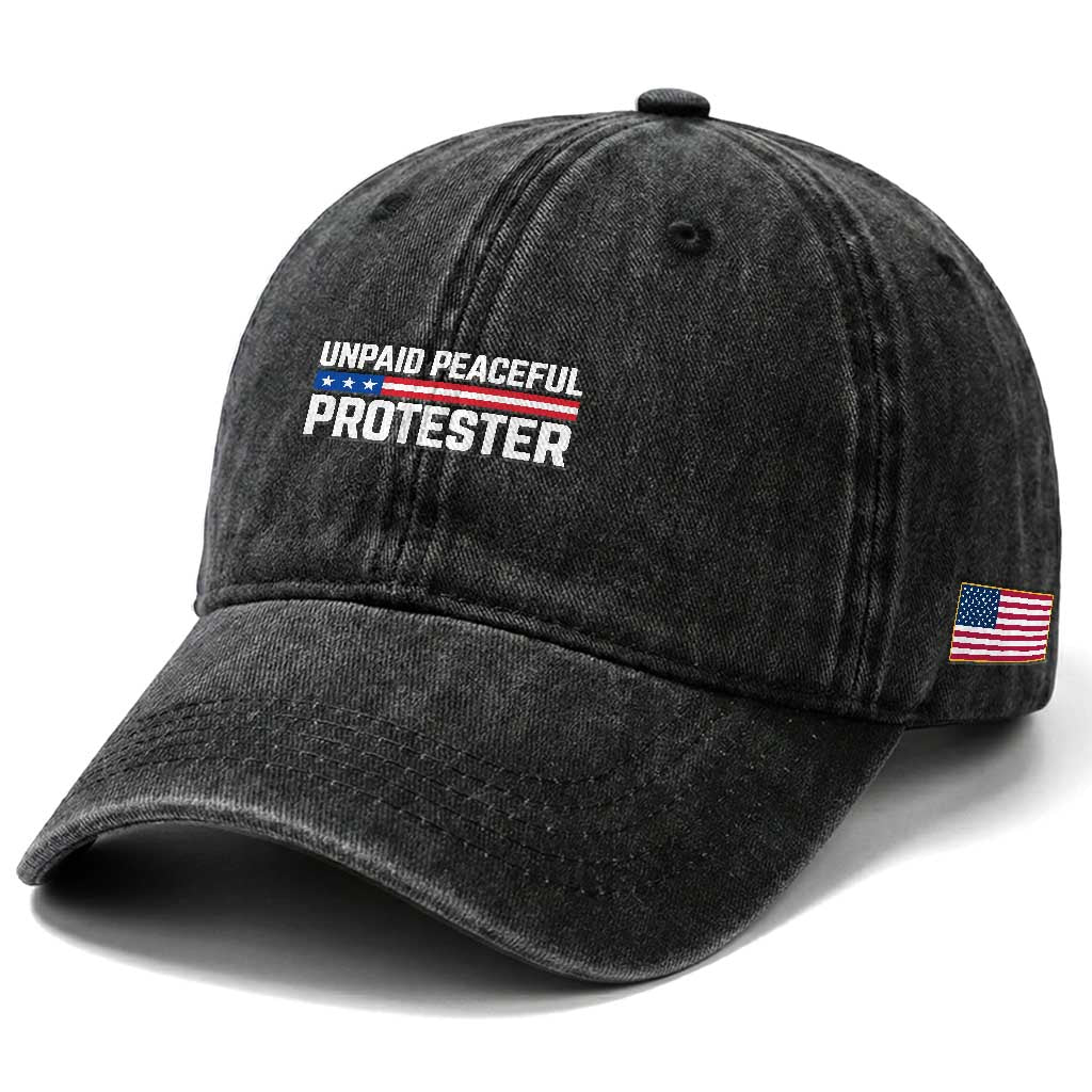 Unpaid Peaceful Protester Patriotic Stripe Washed Cotton Baseball Cap American Flag Activist TS02 Print Your Wear
