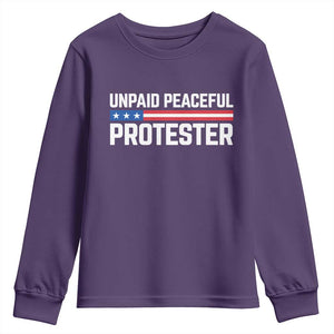 Unpaid Peaceful Protester Patriotic Stripe Youth Sweatshirt American Flag Activist TS02 Purple Print Your Wear